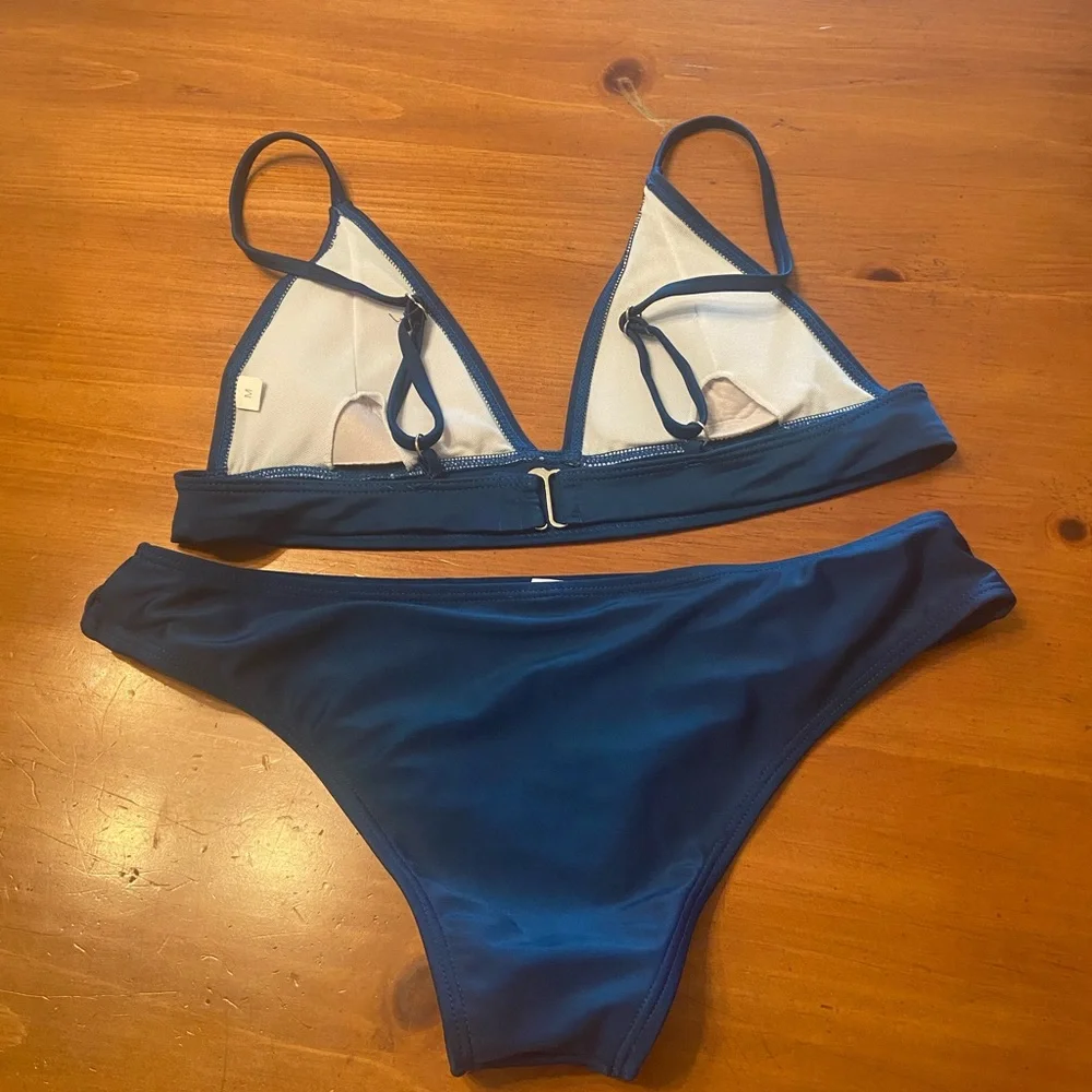Zaful Triangle Elongated Trim Bikini